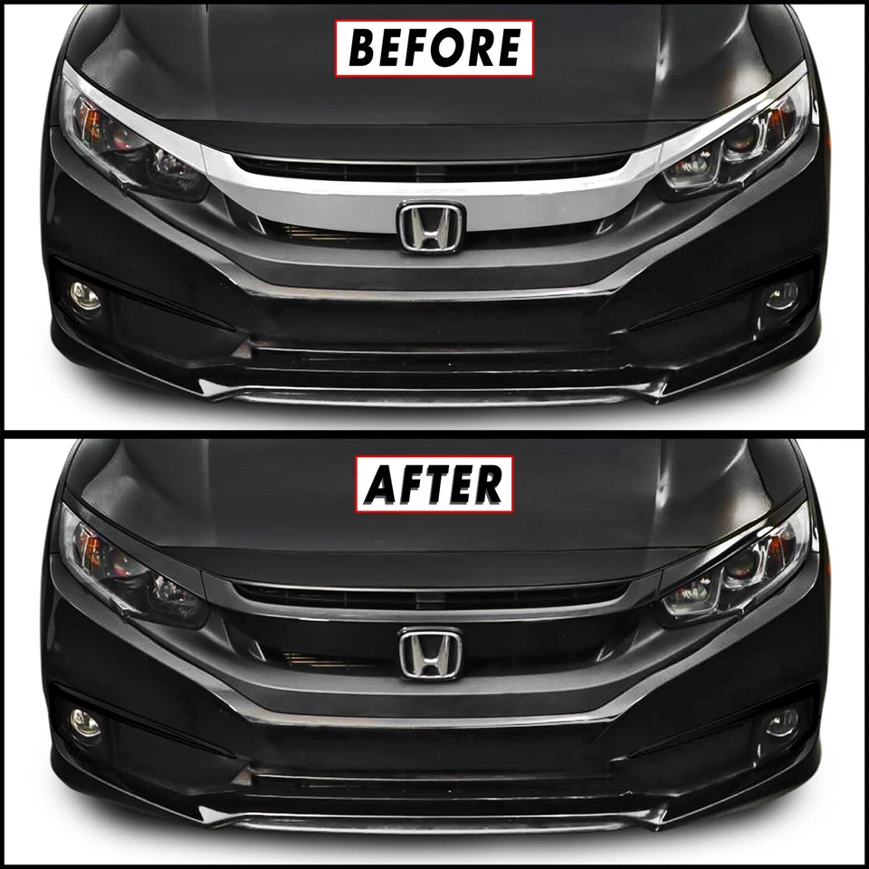 Chrome Delete Blackout Overlay for 2016-21 Honda Civic Front Grill Trim - Image 1 of 4