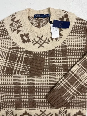 $498 Polo Ralph Lauren Hombres Talla M Lana/Lino Pescador Tejido Yugo Cuadros Suéter Foto 1 de 4