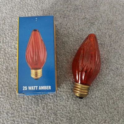 Bulbrite 25F15A 25W Fiesta Style Chandelier Bulb, Standard Base, Amber #421223 - Image 1 of 4