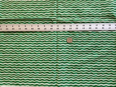 Christmas Cotton Fabric Green White Golden Candy Stripes Christmas 1/2 Yard - Image 1 of 4