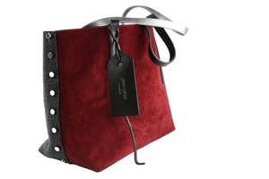 Jimmy Choo Tasche Twing Burgundy Wildleder East West Beuteltasche Nieten Schulter - Bild 1 von 22