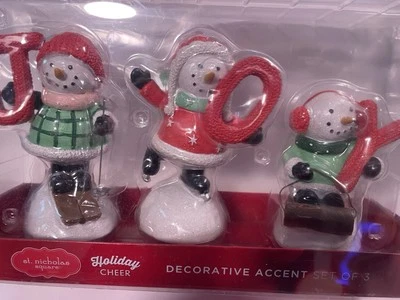 St. Nicholas Square "Joy"Snowman Table Decor 3-piece Set Table Decor - Image 1 of 2