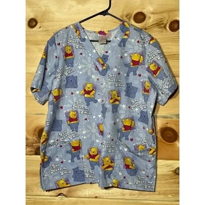 Disney Winnie the Pooh Scrub Top. Size large. Nurse. Office. Vet - Picture 1 of 2