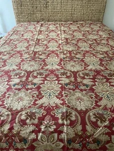 Vintage Ralph Lauren Rossellini Jardiniere Bettdecke King Paisley rot Satin Zopfborte - Bild 1 von 15