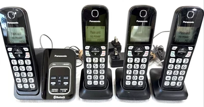 Panasonic Cordless Phone 4 Handsets Bluetooth Answering New Batteries KX-TGD560 - Image 1 of 3