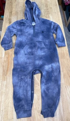 Baby Gap 男孩海军蓝领带染料连帽连衫裤熊标志 18-24 个月全新无标签 — 第 1/4 张图片