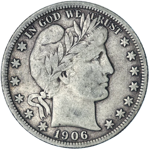 1906 D Barber Half Dollar 90% Silver Very Fine VF See Pics R446 Cover