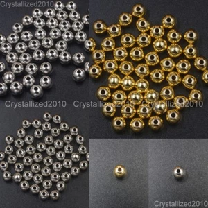 Stainless Steel Round Ball Spacer Jewelry Crafts Findings Beads 4mm 5mm 6mm 8mm - Picture 1 of 16
