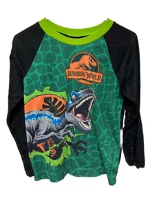 Jurassic World Kids Boys Dinosaurs Long Sleeve PJ Top Green Blue Sz L 14/16 - Picture 1 of 3
