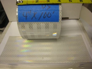   SILVER WHITE  Reflective   Conspicuity  Tape 4" x 100 feet  DS printed  - Picture 1 of 4