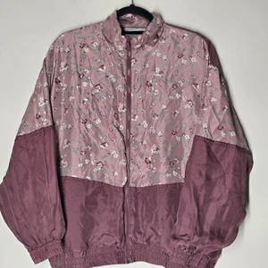 SILK EXCHANGE Jacket Womens Small Windbreaker Retro Silk Full Zip Floral Vintage - Picture 1 of 6