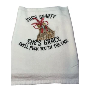 Dishtowel Tea towels Chicken Novelty Peck your Face 100% Cotton 32" x 36" NEW - Picture 1 of 6