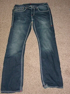 Herren True Religion Mega T Straight Flap Nat Red Jeans! Größe 33x34 - Bild 1 von 12