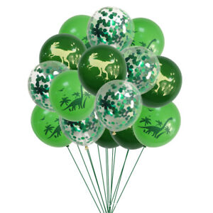 15pcs Dinosaur 12" Printed Latex Balloons Green White Party Decorations Birthday