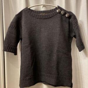 Louis Vuitton Women's Short Sleeve Wool Sweater S Gray