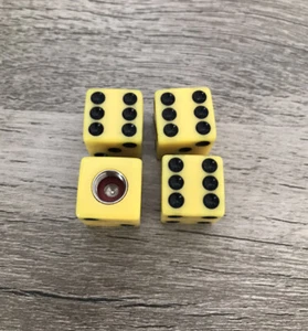 Gelb Schwarz Würfel 4X Reifen Rad Ventilschaftkappen Fahrrad Auto LKW Bike Motorrad - Bild 1 von 3