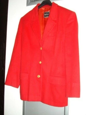 Vintage 90s Versace Jeans Couture Red Cashmere Blazer - Size 30 / 44 - Imagem 1 de 4