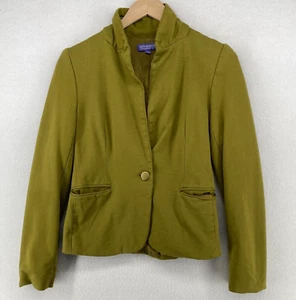 VIVIENNE TAM Blazer S Rayon Blend Ponte One Button Collarless Jacket Green - Picture 1 of 15