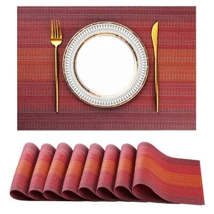 Placemats Set of 8 Washable Indoor/Outdoor Vinyl Place Mats for Dining Table ... - Picture 1 of 7