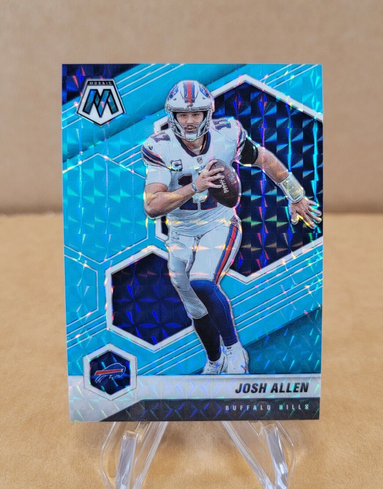 2021 Josh Allen Panini Mosaic #26 Blue Fluorescent #10/15 Buffalo Bills