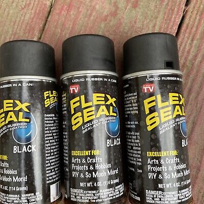 BRAND NEW Flex Seal Spray Rubber Sealant Coating, 4oz, Black (3 Pack) • 18$
