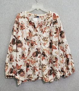 4X Old Navy 100% Cotton Split V Peasant Blouse Boho popover top - Picture 1 of 6