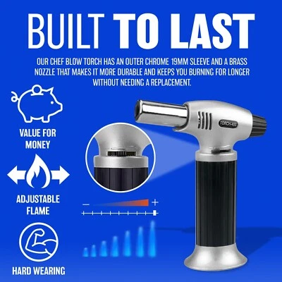 BLOW TORCH BUTANE FLAMETHROWER WELDING AUTO IGNITION SOLDERING CAMPING BBQ CHEF