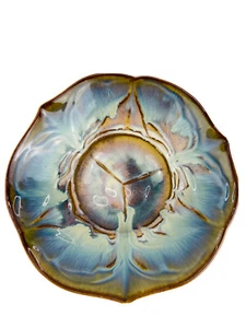 Tazón de cerámica artística firmado por Bill Campbell Studios de 9,5" antorcha de goteo azul esmalte - Imagen 1 de 8