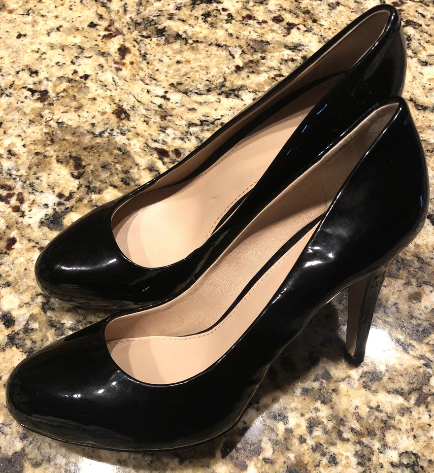 Saks 5th Avenue Selena Black Patent Leather Platform Pumps Size 6.5 Retail $200 - Image 1 of 4