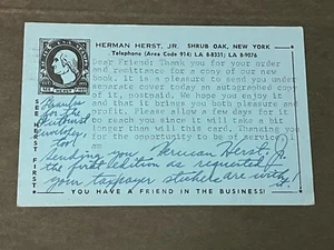 1963 SHRUB OAK NY BRIEFMARKENHÄNDLER HERMAN HERST WERBEKARTE BRIEF SIGNIERT! TO CA L@@K! - Bild 1 von 2