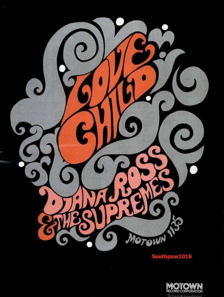 1968 Diana Ross & The Supremes "Love Child" Release Industry Promo Reprint Ad - Image 1 of 1