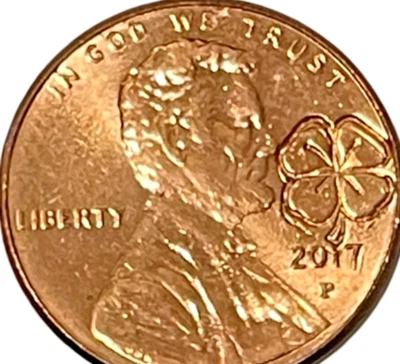 2017 Saint Patrick's Day 4 Leaf Clover Shamrock Imprint Counterstamp Lucky Penny - Image 1 of 4