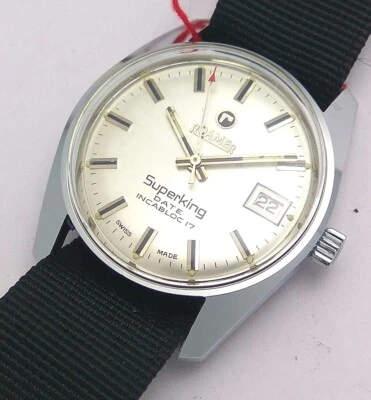 NOS Vintage Roamer Superking w/ Date, Hand Winding Swiss Made Men's Wrist Watch - Image 1 of 4