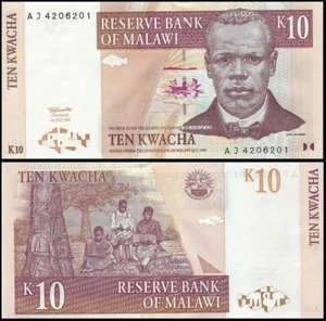 MALAWI 10 KWACHA 1997 UNC RETRATO DE JOHN CHILEMBWE, PESCADOR DEL AMANECER EN CENTE - Imagen 1 de 1