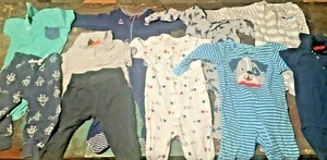 Lot Of Baby Boy Toddler Clothing Bottoms Pajamas Tops Size 9 Months Carters 876 - Picture 1 of 12