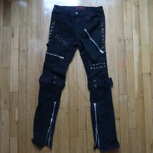 Tripp NYC Bondage Pants Men 28 Slim Skinny Leg Black Zipper Punk Gothic Goth Emo - Picture 1 of 9
