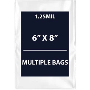 1.25Mil 6" X 8" | Bolsas planas de polietileno transparentes de LDPE, flexibles y duraderas | Múltiples bolsas - Imagen 1 de 19