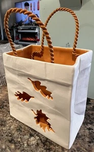 PartyLite Candle Holder - Joy of Autumn P90859 Fall Leaves Halloween Paper Bag - Picture 1 of 11