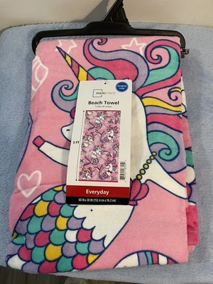 Toalla de playa Mainstays unicornio sirena 30 pulgadas x 60 pulgadas Foto 1 de 3