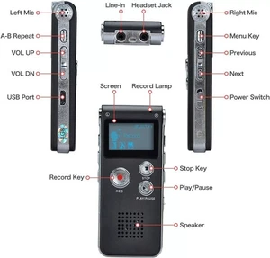 Portable Digital Voice Recorder 8GB Audio Dictaphone MP3 Sound Recorder LCD - Picture 1 of 31