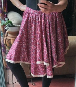 Vintage Half Apron Handmade Ditsy Floral Ruffle Full Circle Farmhouse Cottage - Picture 1 of 14