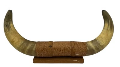 Cuernos de Novella Longhorn Toro 19" Ancho Rústico Decoración de Cabina Cuero Sintético De Colección LEER Foto 1 de 4