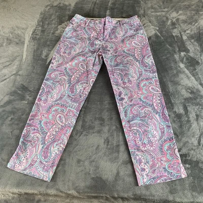Pantalón corto Talbots Perfect para mujer talla 4 frontal plano cremallera púrpura rosa azul cachemira Foto 1 de 4
