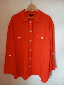 Jones New York Women's Linen Mix Shirt Jacket Shacket XL UK 20-22 Dark Orange - Imagen 1 de 5