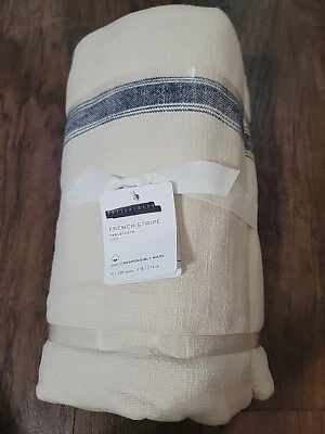 Pottery Barn French Striped Organic Tablecloth  70 x 108 Inches  - Image 1 of 4