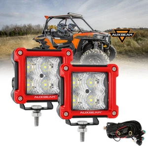 Auxbeam 2X 3"inch Red Flood LED Work Light  For Yamaha Bruin Grizzly Kodiak 350 - Picture 1 of 12