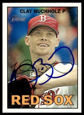 2016 Topps Heritage Baseball Card Clay Buchholz Boston Red Sox #414 Signed - Image 1 of 2