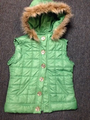 Justice Talla 14 Chaleco Hinchado Verde Forrado de Piel Sudadera con Capucha  Foto 1 de 4