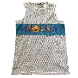 Vintage Disney Winnie The Pooh Sheer Net Mesh Tank Top White Dress Cover Up NWT - Picture 1 of 6