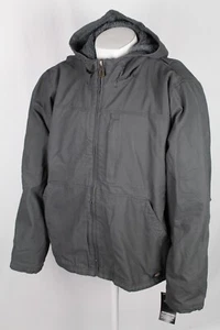 Dickies Men's Lined Jacket Duck Canvas High Pile Fleece Hooded Gray TJ360RBKX - Picture 1 of 8